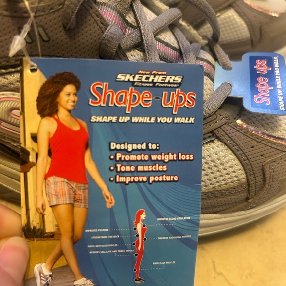 Skechers Shape-ups Grey White Pink Sneakers  Women’s Size 9 - Picture 6 of 9